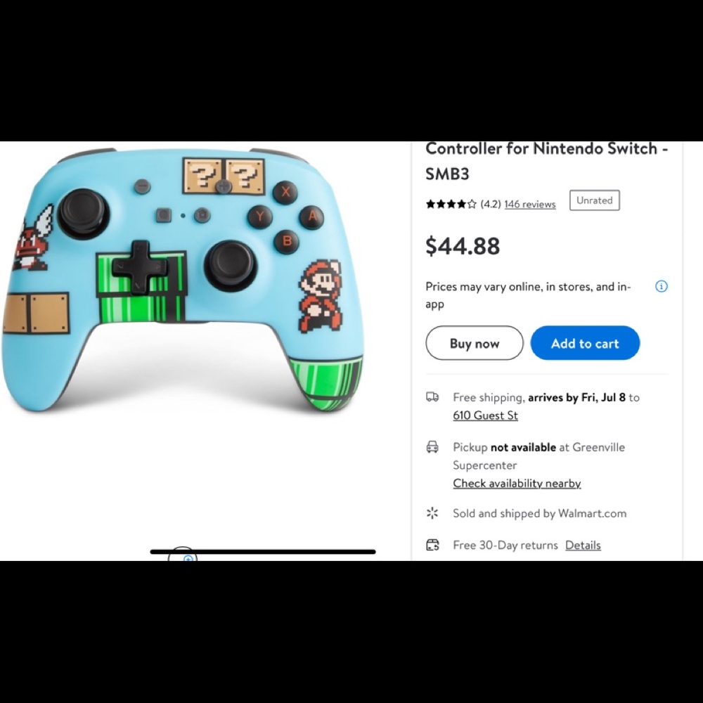 PowerA Enhanced Wireless Controller for Nintendo Switch - SMB3